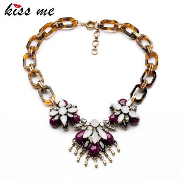 chokers kiss me 2021 fashion jewelry luxury flower pendant chunky chain choker statement necklace women factory wholesale, Golden;silver