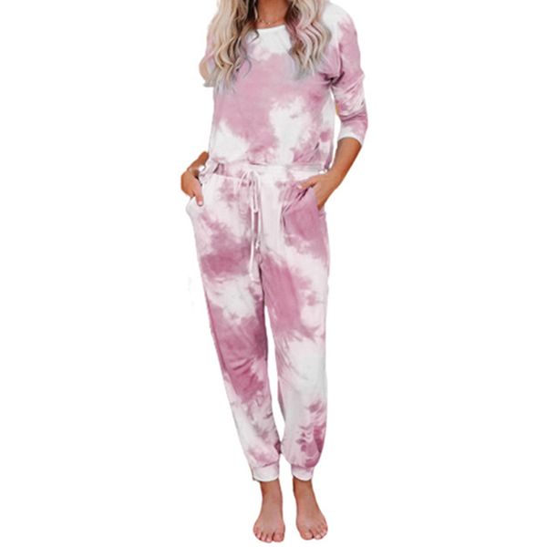 autumn plus 3xl tie dye printed +pants 2 pieces women fashion o neck long sleeves pullover ladies casual lace up trousers x0923, Gray 
autumn plus 3xl tie dye printed +pants 2 pieces women fashion o neck long sleeves pullover ladies casual lace up trousers x0923, Gray
