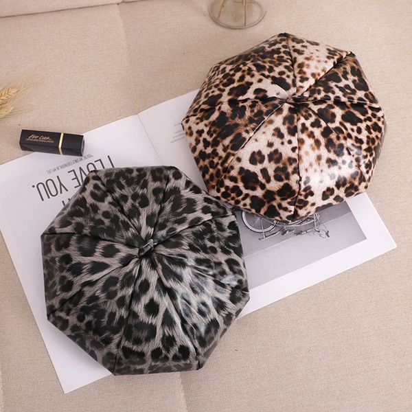 berets pu leopard beret hat female autumn and winter beanie warm octagonal outdoor retro painter, Blue;gray 
berets pu leopard beret hat female autumn and winter beanie warm octagonal outdoor retro painter, Blue;gray