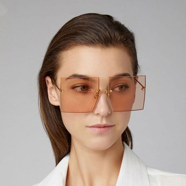 sunglasses 2021 oversized brown rimless square woman glasses simple fashion red eyewear big shades oculos, White;black
sunglasses 2021 oversized brown rimless square woman glasses simple fashion red eyewear big shades oculos, White;black