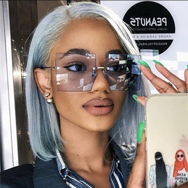 sunglasses 2021 fashion big rimless women vintage trendy designer ladies sunglass oversized tinted eyewear, White;black
sunglasses 2021 fashion big rimless women vintage trendy designer ladies sunglass oversized tinted eyewear, White;black