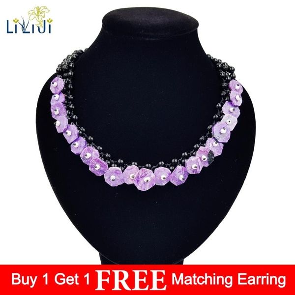 liiji unique natural charoite,black onyx,freshwater pearl elegant handmade knitting statement necklace nice gift for women 19, Golden;silver
liiji unique natural charoite,black onyx,freshwater pearl elegant handmade knitting statement necklace nice gift for women 19, Golden;silver
