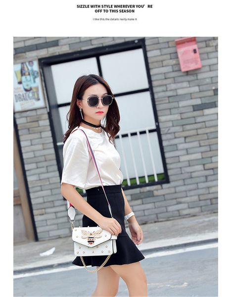 

Shoulder Bag Women New Spring Summer Newest Pearl Chain Bee Small Square Bag Tide Bag Star Mini Hot Women Bags