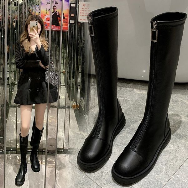zipper ladies high boots autumn black all-match casual boots round toe student flat square heel low heel pu women
zipper ladies high boots autumn black all-match casual boots round toe student flat square heel low heel pu women