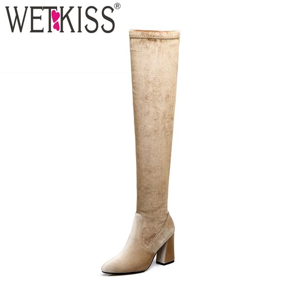 wetkiss winter thick high heels stretch boots flock female shoes warm hoof heels footwear autumn over the knee elastic boot 2020, Black
wetkiss winter thick high heels stretch boots flock female shoes warm hoof heels footwear autumn over the knee elastic boot 2020, Black