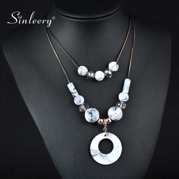 sinleery boho 2 layer round bead acrylic pendant necklace gold color chain green red pink gray choker women jewelry xl653 sso, Silver
sinleery boho 2 layer round bead acrylic pendant necklace gold color chain green red pink gray choker women jewelry xl653 sso, Silver