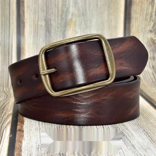 new men's pinsolid copper casual single-layer first-layer double-sided cowhide new men's pin pin pinsolid copperbelt casual single, Black;brown