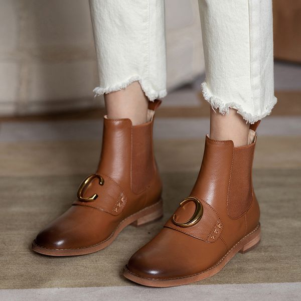 genuine leather women ankle boots metal decoration round toe flat with shoes women slip-on short boots ladies platform shoes, Black
genuine leather women ankle boots metal decoration round toe flat with shoes women slip-on short boots ladies platform shoes, Black