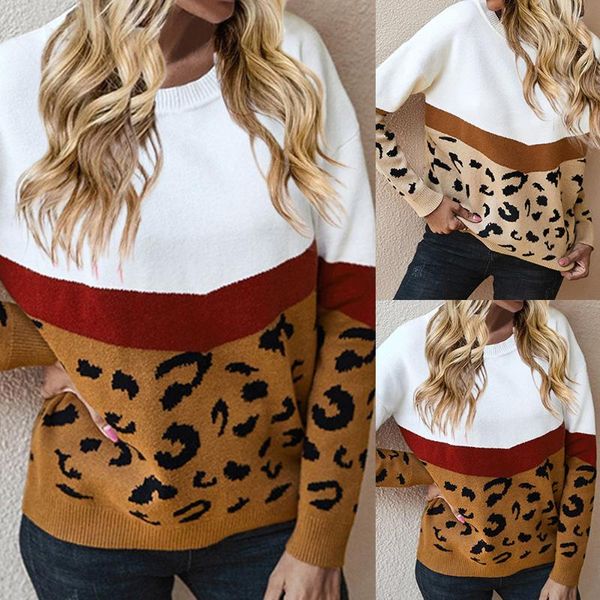 womens leopard print stitched knitted sweater with round collar long sleeve loose jacket coat outerwear autumn casual, White;red
womens leopard print stitched knitted sweater with round collar long sleeve loose jacket coat outerwear autumn casual, White;red