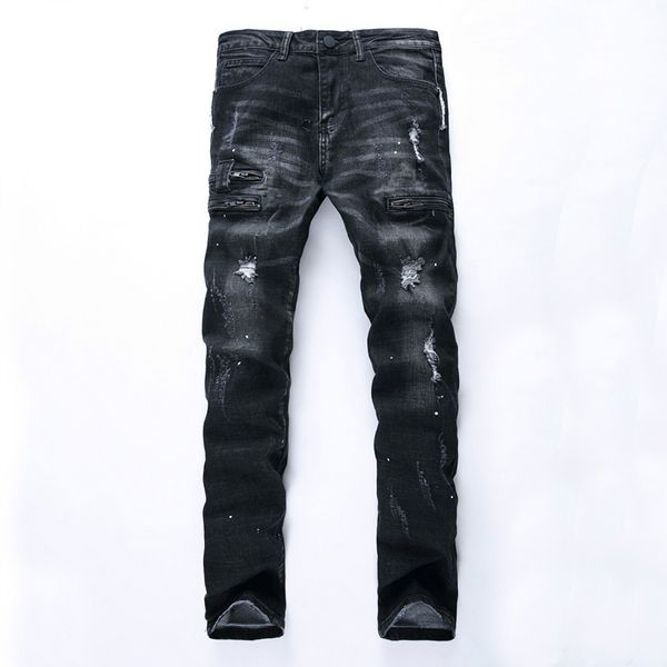 motorcycle jeans denim men pants trousers brand torn distressed straight zipper brand design jeans for male, Blue
motorcycle jeans denim men pants trousers brand torn distressed straight zipper brand design jeans for male, Blue