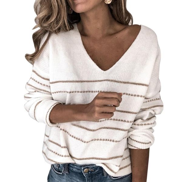 autumn women long sleeve v neck knitwear casual stripe pullovers femme pull female jumper loose streetwear, White;black
autumn women long sleeve v neck knitwear casual stripe pullovers femme pull female jumper loose streetwear, White;black