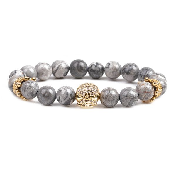 bracelet dedicated to natural stone 8mm map stone string bead micro-set zircon crown skull man simple and elegant delicate charm, Golden;silver
bracelet dedicated to natural stone 8mm map stone string bead micro-set zircon crown skull man simple and elegant delicate charm, Golden;silver