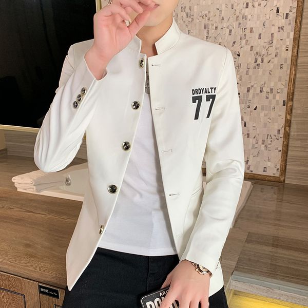 men's suits & blazers 2021 casual stand collar blazer youth fashion multi-button printed letter, White;black
men's suits & blazers 2021 casual stand collar blazer youth fashion multi-button printed letter, White;black