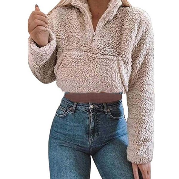 women's jackets 2021 long sleeve zipper pocket patchwork faux lambswool crop autumn winter women streetwear solid coat jacket, Black;brown
women's jackets 2021 long sleeve zipper pocket patchwork faux lambswool crop autumn winter women streetwear solid coat jacket, Black;brown