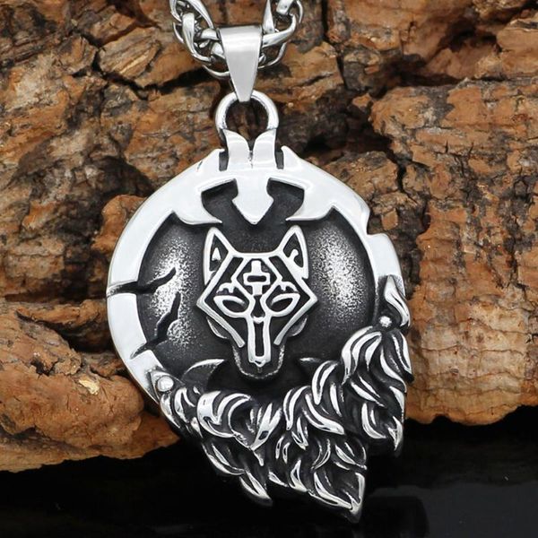 men stainless steel nordic viking fenrir wolf rune necklace with viking gift bag, Silver
men stainless steel nordic viking fenrir wolf rune necklace with viking gift bag, Silver