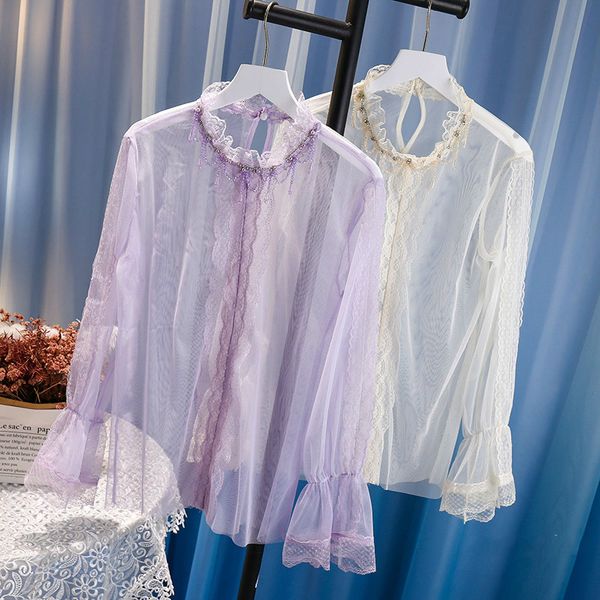 women's blouses & shirts lace lady shirt 2021 autumn and winter all-match basic beaded stand collar blouse female 5color, White
women's blouses & shirts lace lady shirt 2021 autumn and winter all-match basic beaded stand collar blouse female 5color, White