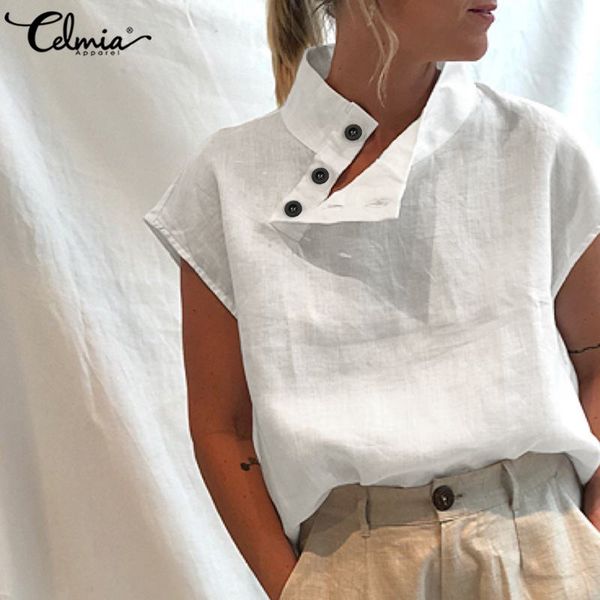 summer women shirt celmia 2020 fashion plus size blouse short sleeve buttons solid linen tunic casual loose blusas femme 7, White
summer women shirt celmia 2020 fashion plus size blouse short sleeve buttons solid linen tunic casual loose blusas femme 7, White