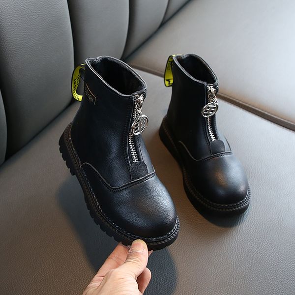 fashion leather girls martin boots zipper children ankle boots 2020 autumn and winter new plus velvet waterproof kids boys shoes, Black;grey 
fashion leather girls martin boots zipper children ankle boots 2020 autumn and winter new plus velvet waterproof kids boys shoes, Black;grey