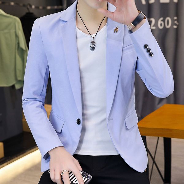 men's suits & blazers 2021 autumn fashion simple all-match solid color blazer, White;black
men's suits & blazers 2021 autumn fashion simple all-match solid color blazer, White;black