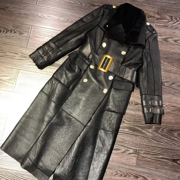 women's leather & faux lamb coat long women shearling ladies genuine lambskin, Black
women's leather & faux lamb coat long women shearling ladies genuine lambskin, Black