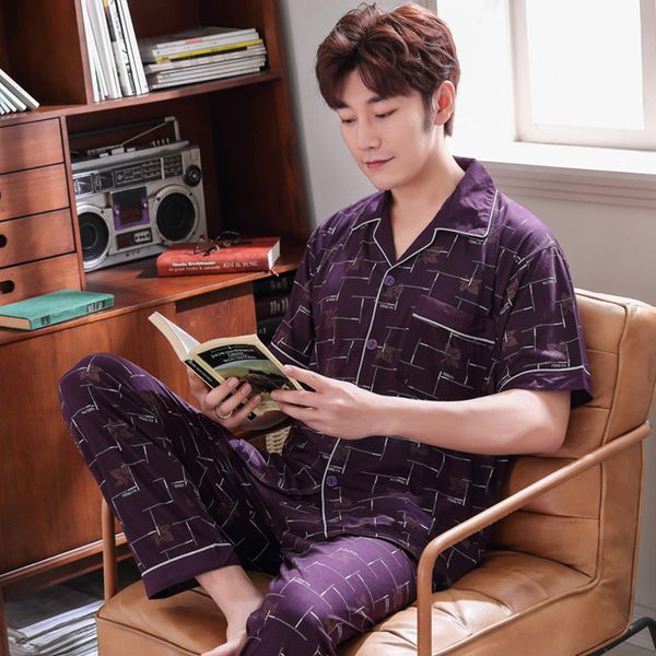 cardigan lapel men's pyjamas knit cotton short-sleeved trousers air-conditioned homewear sleepwear sets pijama hombre, Black;brown
cardigan lapel men's pyjamas knit cotton short-sleeved trousers air-conditioned homewear sleepwear sets pijama hombre, Black;brown