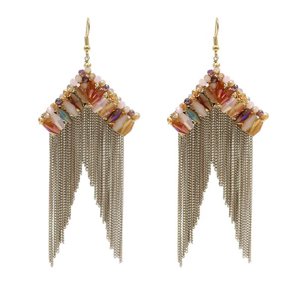 popular handmade crystal beaded boho dangle dangling chain long tassel earrings for women statement summer vacation boho jewelry, Silver
popular handmade crystal beaded boho dangle dangling chain long tassel earrings for women statement summer vacation boho jewelry, Silver