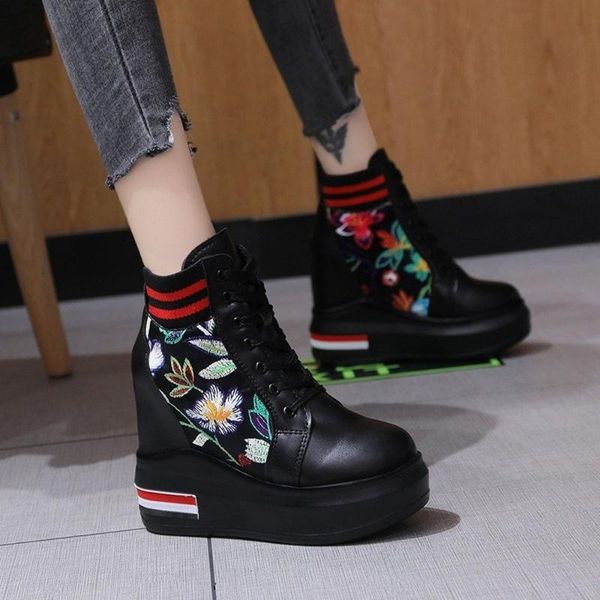 boots womens round toe embroidered floral ankle wedge hidden high 10cm heel sneakers lace up shoes black white
boots womens round toe embroidered floral ankle wedge hidden high 10cm heel sneakers lace up shoes black white