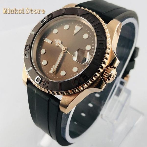 wristwatches 40mm sapphire crystal sterile dial ceramic bezel luminous 21jewelry miyota movement rubber strap mens automatic watch, Slivery;brown
wristwatches 40mm sapphire crystal sterile dial ceramic bezel luminous 21jewelry miyota movement rubber strap mens automatic watch, Slivery;brown