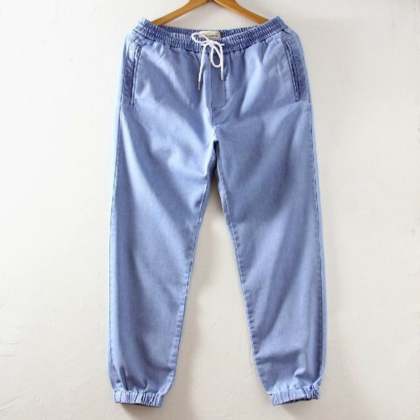 very comfor and trousers table fabric washed cotton closed elastic waist loose spring and summer casual denim cropped trousers for men kxeh6, Blue
very comfor and trousers table fabric washed cotton closed elastic waist loose spring and summer casual denim cropped trousers for men kxeh6, Blue
