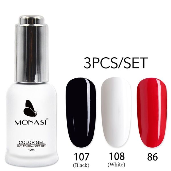 nail gel classic polish kit black white red series, 3 colors nails art manicure set, Red;pink
nail gel classic polish kit black white red series, 3 colors nails art manicure set, Red;pink