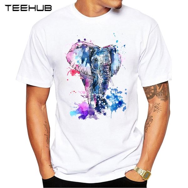 2019 teehub men's fashion painted elephant printed t-shirt short sleeve novelty design cool tee