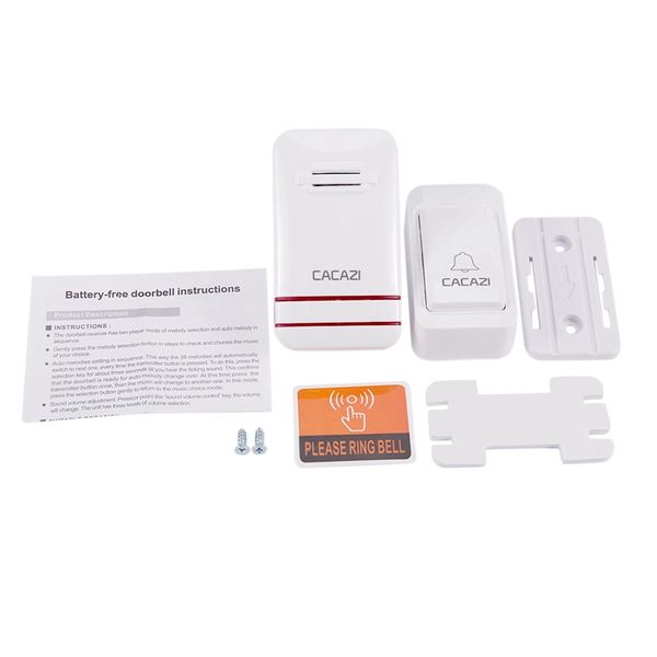 cacazi self-powered waterproof wireless doorbell led light no battery home cordless bell 1 button 1 receiver(eu plug)
cacazi self-powered waterproof wireless doorbell led light no battery home cordless bell 1 button 1 receiver(eu plug)