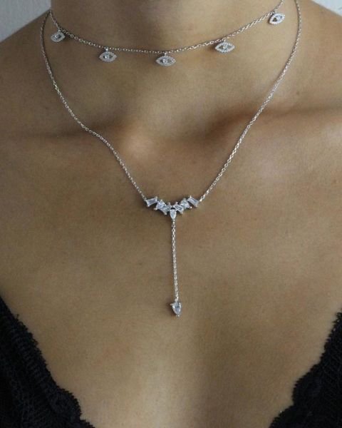 chains cz evil eye drop charm charming necklace gold silver color 32+8cm choker for women
chains cz evil eye drop charm charming necklace gold silver color 32+8cm choker for women