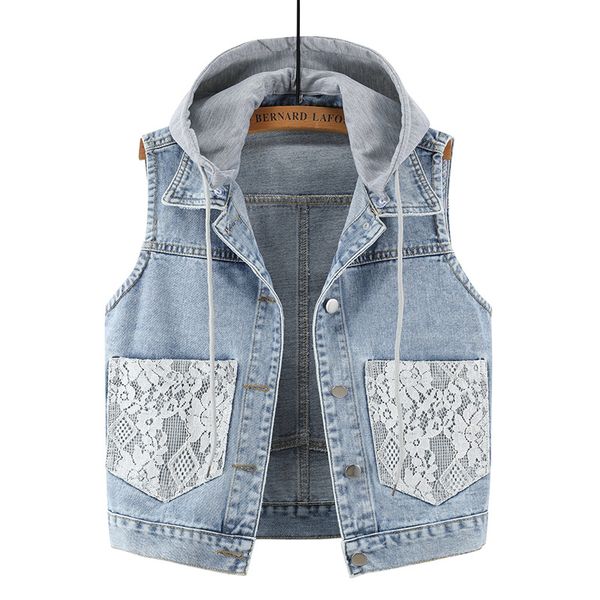 female lace pockets hooded denim vest women's sleeveless jacket waistcoat single-breasted plus size jeans coat 4xl 5xl jc190, Black;white
female lace pockets hooded denim vest women's sleeveless jacket waistcoat single-breasted plus size jeans coat 4xl 5xl jc190, Black;white