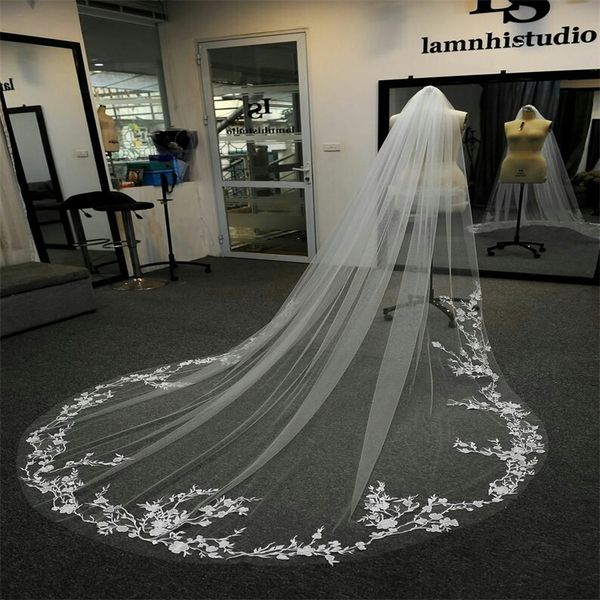 real image chic wedding veils three meters long veils lace applique crystals one layers cathedral length bridal veil, Black
real image chic wedding veils three meters long veils lace applique crystals one layers cathedral length bridal veil, Black