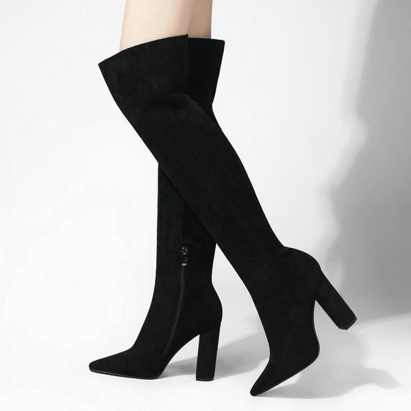 boots 2021 faux suede women over the knee fashion pointed toe thick heel ladies long zipper winter shoes big size43, Black
boots 2021 faux suede women over the knee fashion pointed toe thick heel ladies long zipper winter shoes big size43, Black