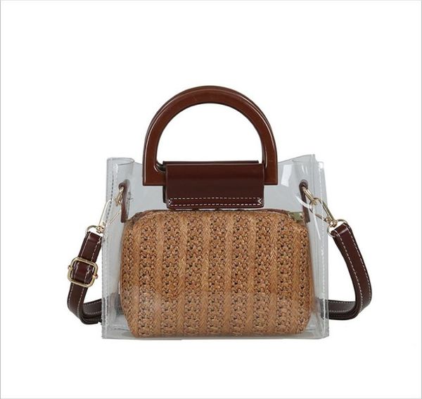 2020 new women fashion portable small tote shoulder crossbody bags girls pvc transparent straw knitting composite bag handbag
2020 new women fashion portable small tote shoulder crossbody bags girls pvc transparent straw knitting composite bag handbag