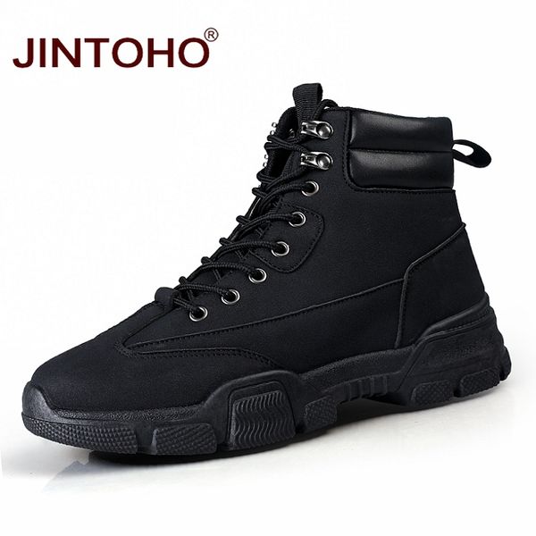boots jintoho men winter fashion leather shoes brand male casual snow booties, Black 
boots jintoho men winter fashion leather shoes brand male casual snow booties, Black