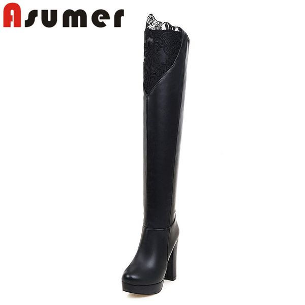 asumer new arrive 2020 bud silk+pu over the knee boots fashion high heels boots platform round toe winter, Black
asumer new arrive 2020 bud silk+pu over the knee boots fashion high heels boots platform round toe winter, Black