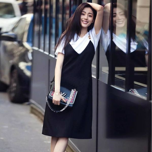 spring and summer suspender skirt new women's two-piece suit thin black dress zhang tian love the same mid-length suspender dress swrjm, Black;gray
spring and summer suspender skirt new women's two-piece suit thin black dress zhang tian love the same mid-length suspender dress swrjm, Black;gray