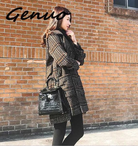 genuo winter woman coat female notched warm checkered woolen women's coats fleece office lady 2020 vintage long overcoat woman, Black
genuo winter woman coat female notched warm checkered woolen women's coats fleece office lady 2020 vintage long overcoat woman, Black