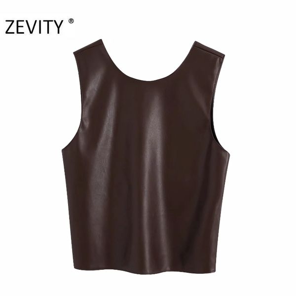 zevity new women vintage o neck sleeveless pu leather blouse lady chic back cross casual shirt side zipper femininas ls7059, White
zevity new women vintage o neck sleeveless pu leather blouse lady chic back cross casual shirt side zipper femininas ls7059, White