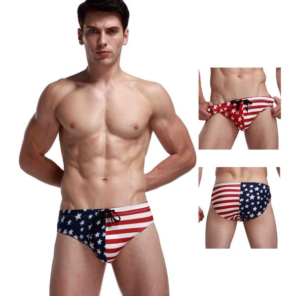 briefs mendesigned low waist man underwear gay underwear pouch mens underwear men's underpants cotton slip flag fashion, Black;white