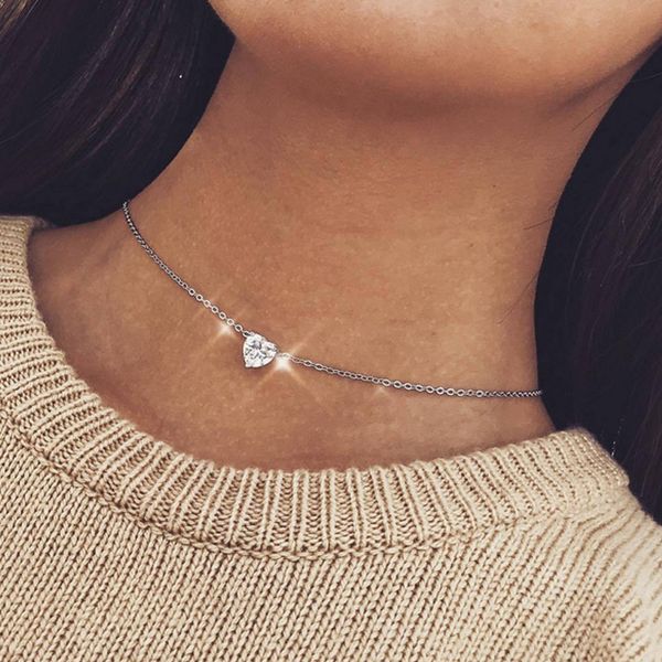 simple fashion female clavicle pendant peach heart link zircon neck chain choker necklace for women heart-shaped jewelry gifts, Silver
simple fashion female clavicle pendant peach heart link zircon neck chain choker necklace for women heart-shaped jewelry gifts, Silver