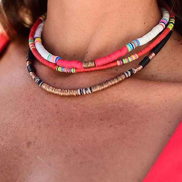 chokers 6mm multicolor polymer clay necklace soft pottery choker colorful surfer beads collar handmade femme jewelry gifts, Golden;silver
chokers 6mm multicolor polymer clay necklace soft pottery choker colorful surfer beads collar handmade femme jewelry gifts, Golden;silver