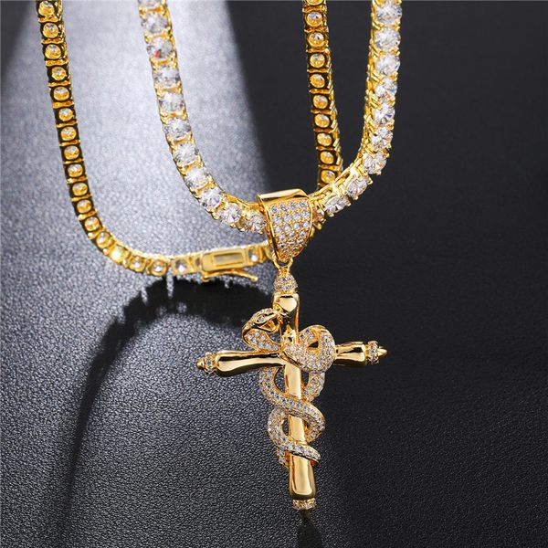 pendant necklaces hip hop snake scepter cross necklace jewelry gift for men women with 24 inches iced out tennis chain, Silver
pendant necklaces hip hop snake scepter cross necklace jewelry gift for men women with 24 inches iced out tennis chain, Silver