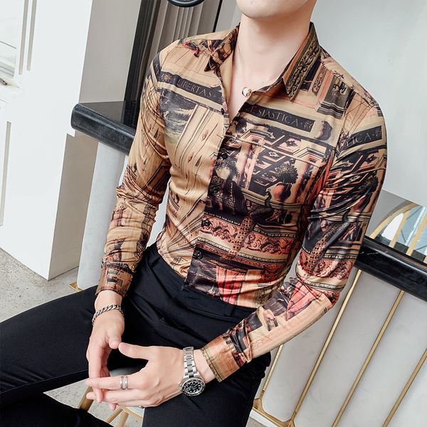 men's casual shirts european and american trend four seasons shirt long-sleeved korean version slim printed british style male flower, White;black
men's casual shirts european and american trend four seasons shirt long-sleeved korean version slim printed british style male flower, White;black