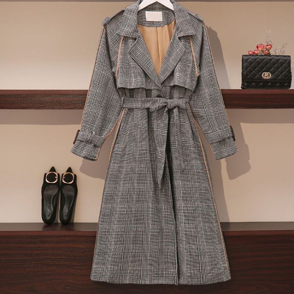 women's trench coats l-4xl autumn style large ssize windbreaker coat british wind harbor waist temperament over the knee, Tan;black
women's trench coats l-4xl autumn style large ssize windbreaker coat british wind harbor waist temperament over the knee, Tan;black