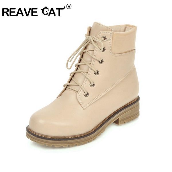 reave cat winter's boots low block heels snow boots warm plush lady girl lace up short bootie black pink beige big size 43
reave cat winter's boots low block heels snow boots warm plush lady girl lace up short bootie black pink beige big size 43