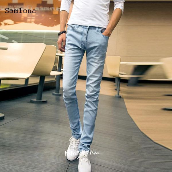 men's jeans samlona fashion mens casual trousers autumn pantalon homme streetwear bottoms 2021 male leisure thin demin pants, Blue
men's jeans samlona fashion mens casual trousers autumn pantalon homme streetwear bottoms 2021 male leisure thin demin pants, Blue